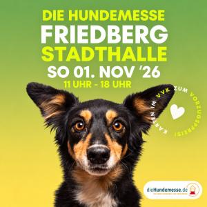 Am Sonntag, den 1. November 2026, sind wir vom Tierheim Elisabethenhof mit unserem Info- und Verkaufsstand auf der Hundemesse in Friedberg dabei!

Freut euch auf viele tolle Aussteller rund um den Hund, spannende Vortr&auml;ge, die Hundeolympiade, Mitmachaktionen und nat&uuml;rlich jede Menge Infos und Angebote f&uuml;r eure Vierbeiner. Auch der Tierschutz kommt nicht zu kurz!

📍 Stadthalle Friedberg, Am Seeberg 2, 61169 Friedberg

🕚 11:00&ndash;18:00 Uhr

🎟️ Eintritt: 7 &euro; pro Person, Kinder bis einschlie&szlig;lich 12 Jahre frei, Menschen mit Behinderung 5 &euro;

🐶 Hunde sind herzlich willkommen! Bitte denkt daran, den Impfpass mit dem Nachweis der g&uuml;ltigen Tollwutimpfung mitzubringen.

Schaut bei uns vorbei, st&ouml;bert an unserem Stand und quatscht eine Runde mit uns. Wir freuen uns auf euch!

#hundemesse #kommtvorbei #wirfreuenunsaufeuch #tierheimelisabethenhof #infostand
